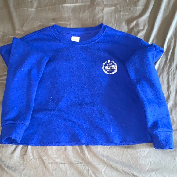 Blue comfortable cropped hoodie - Picture 1 of 4